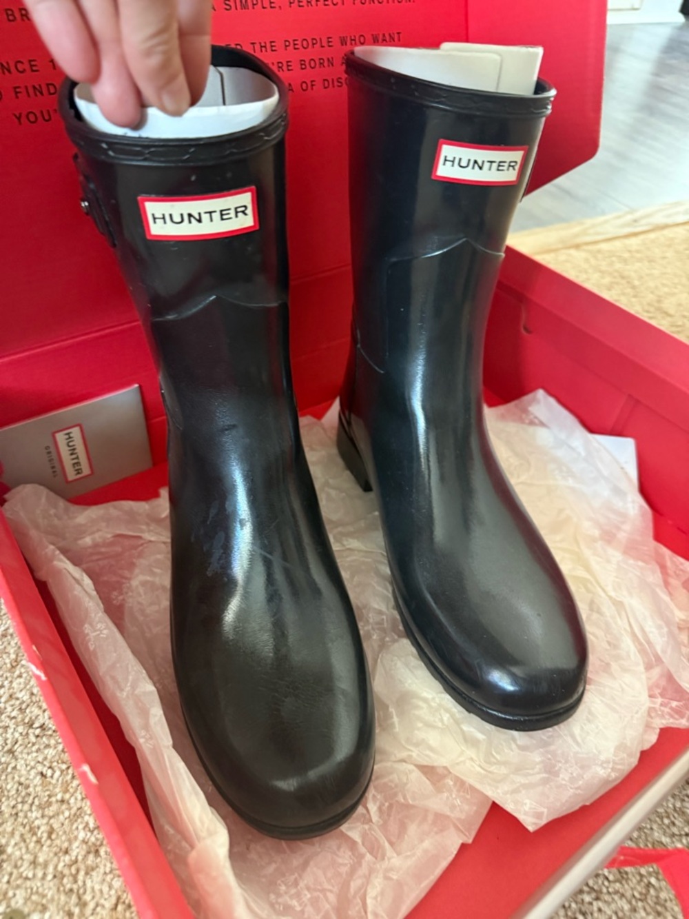 Hunter Glossy Black Short Rain Boots
